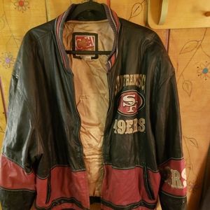 San Francisco 49ers leather jacket. Carl Banks version.  Size XXL. Broken Zipper